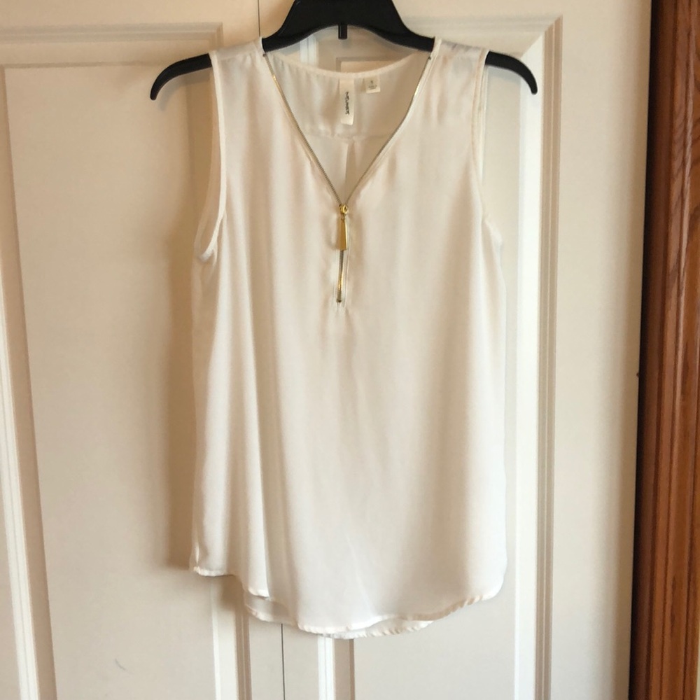 White tank with gold zipper!